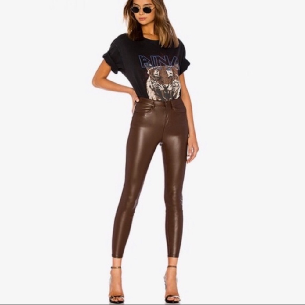 Like new Free People faux brown leather pants 25